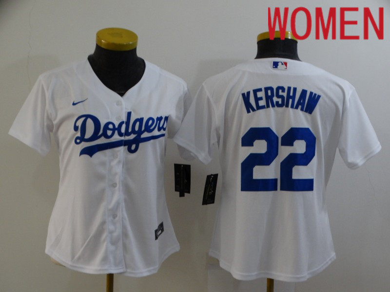 Women Los Angeles Dodgers #22 Kershaw White Game Nike 2021 MLB Jersey->women mlb jersey->Women Jersey